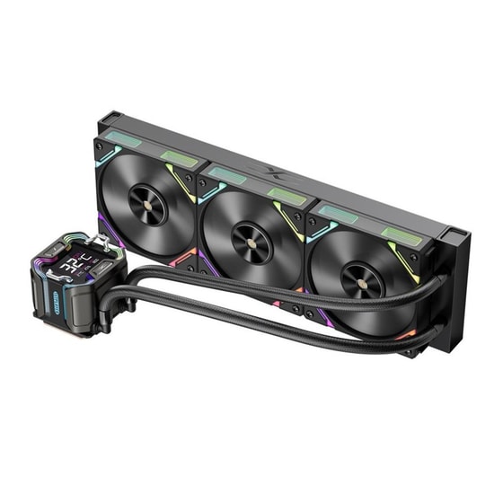 1st Player Starship E X-360E BK Siyah ARGB İşlemci Sıvı Soğutucu - 3x120mm Fan, Dijital Ekran, AM5/LGA1851 Uyumlu