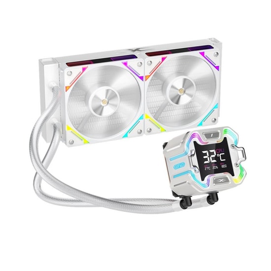 1st Player Starship E X-240E WH Beyaz ARGB Sıvı Soğutucu - 2x120mm Fan, Dijital Ekran, AM5/LGA1851 Uyumlu