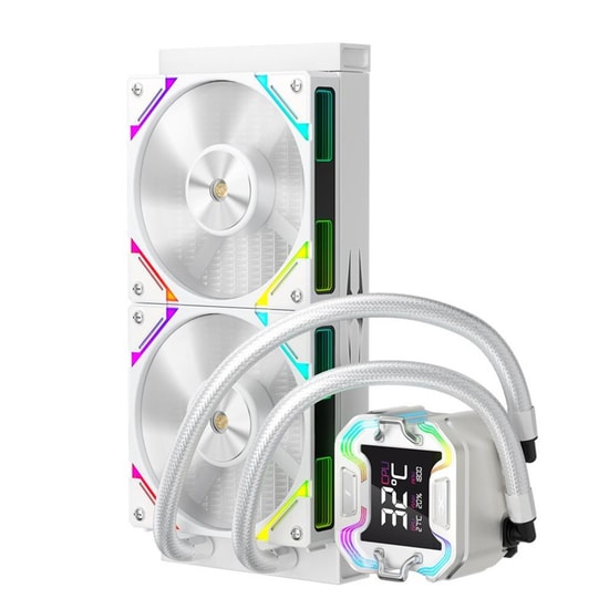 1st Player Starship E X-240E WH Beyaz ARGB Sıvı Soğutucu - 2x120mm Fan, Dijital Ekran, AM5/LGA1851 Uyumlu
