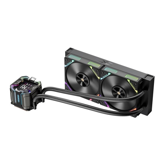 1st Player Starship E X-240E BK Siyah ARGB İşlemci Sıvı Soğutucu - 2x120mm Fan, Dijital Ekran, AM5/LGA1851 Uyumlu