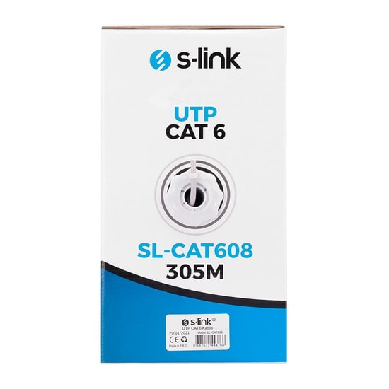 S-Link SL-CAT608 CAT6 Gri UTP Network Kablosu - 305 Metre, 24 AWG, 0.24 AVG, Yüksek Hızlı Kesintisiz Veri Aktarımı