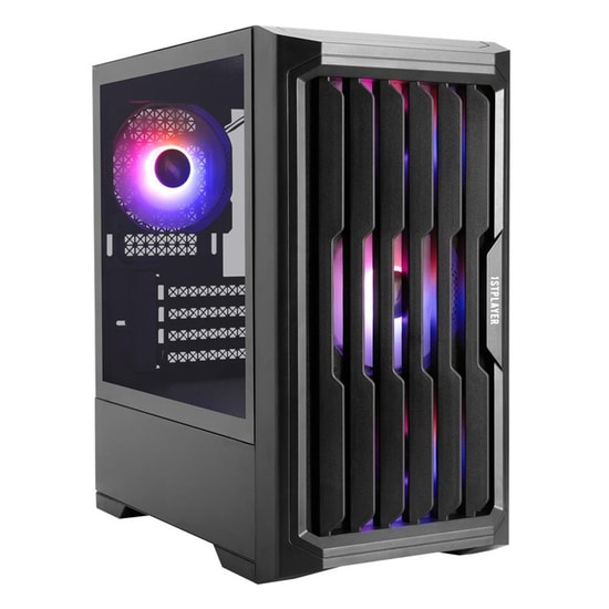 1st Player Bullet Hunter H2 400W Rainbow M-ATX Kasa (H2-BLK-4F-400W) - Temperli Cam, 4x12cm Fan, USB 3.0, Siyah