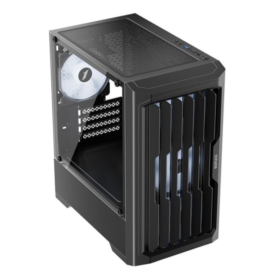 1st Player Bullet Hunter H2 400W Rainbow M-ATX Kasa (H2-BLK-4F-400W) - Temperli Cam, 4x12cm Fan, USB 3.0, Siyah