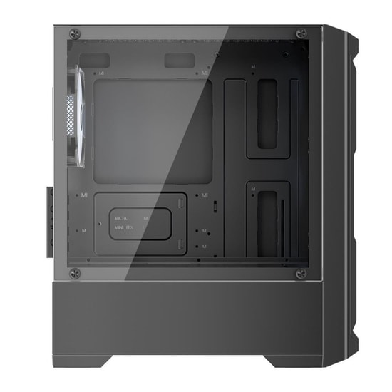 1st Player Bullet Hunter H2 400W Rainbow M-ATX Kasa (H2-BLK-4F-400W) - Temperli Cam, 4x12cm Fan, USB 3.0, Siyah