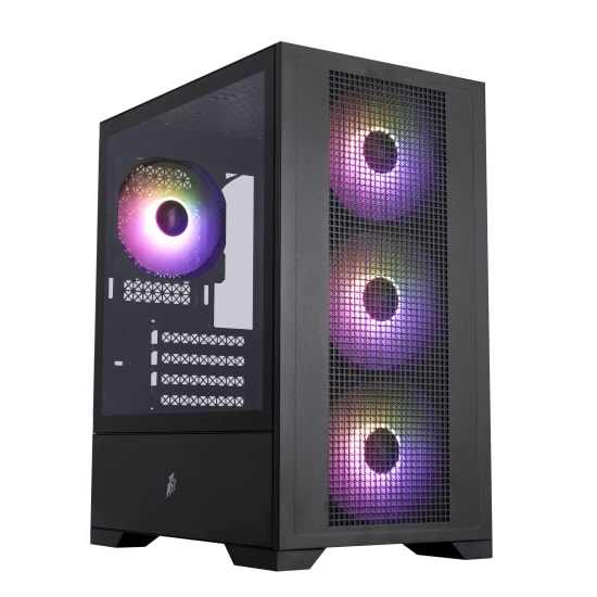 1st Player GO2 Siyah 550W Rainbow M-ATX Kasa (GO2-BLK-4F-550W) - Temperli Cam, 4x12cm Fan, USB 3.0, Micro-ATX