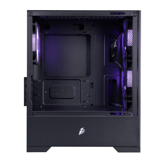 1st Player GO2 Siyah 550W Rainbow M-ATX Kasa (GO2-BLK-4F-550W) - Temperli Cam, 4x12cm Fan, USB 3.0, Micro-ATX