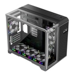 1st Player RT6 Siyah Digital M-ATX Kasa (RT6-BLK-4F) - Temperli Cam, 4x12cm ARGB Fan, USB 3.0, Digital Panel