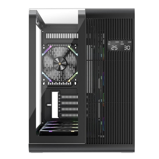 1st Player RT6 Siyah Digital M-ATX Kasa (RT6-BLK-4F) - Temperli Cam, 4x12cm ARGB Fan, USB 3.0, Digital Panel