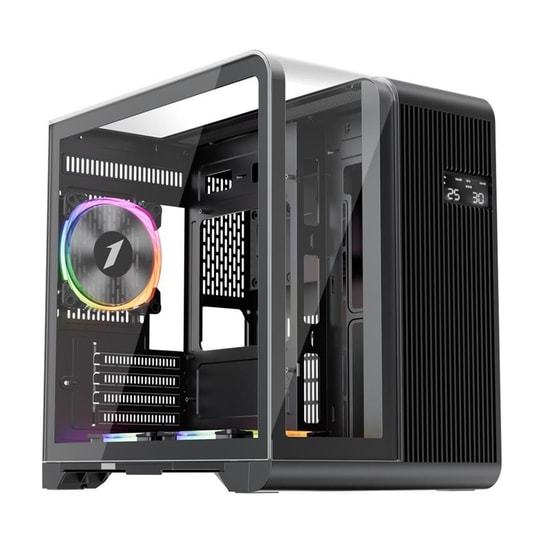1st Player RT5 Siyah 650W 80+ Bronze Digital M-ATX Kasa (RT5-BLK-3F-B650W) - 3x12cm ARGB Fan, Temperli Cam, USB 3.0