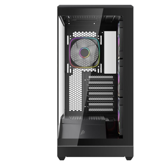 1st Player GM7 BTF Siyah 750W 80+ Bronze ATX Kasa (GM7-BTF-BLK-4F-B750W) - 4x12cm ARGB Fan, Type-C, Temperli Cam