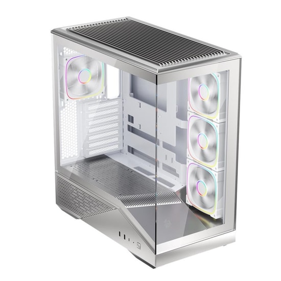 1st Player GM7 BTF Gümüş ATX Bilgisayar Kasası (GM7-BTF-SLV-4F) - 4x12cm ARGB Fan, Temperli Cam, Type-C, USB 3.0