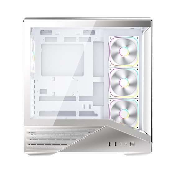 1st Player GM7 BTF Gümüş ATX Bilgisayar Kasası (GM7-BTF-SLV-4F) - 4x12cm ARGB Fan, Temperli Cam, Type-C, USB 3.0