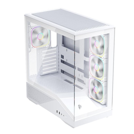 1st Player GM7 BTF Beyaz ATX Bilgisayar Kasası (GM7-BTF-WHT-4F) - 4x12cm ARGB Fan, Temperli Cam, Type-C, USB 3.0