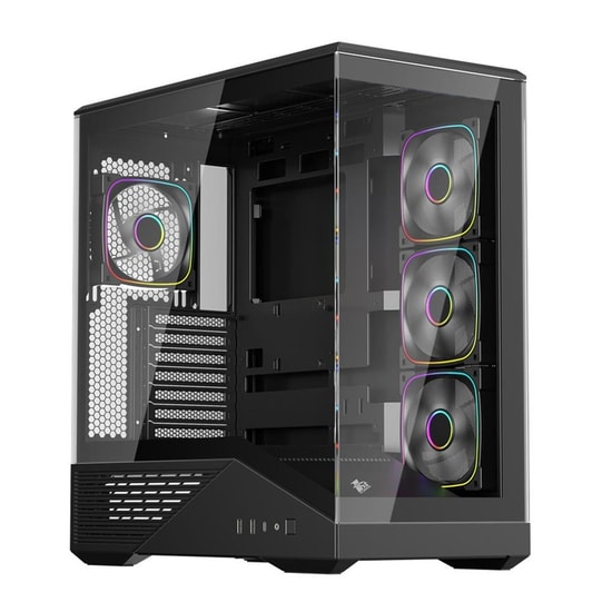 1st Player GM7 BTF Siyah ATX Bilgisayar Kasası (GM7-BTF-BLK-4F) - 4x12cm ARGB Fan, Temperli Cam, Type-C, USB 3.0