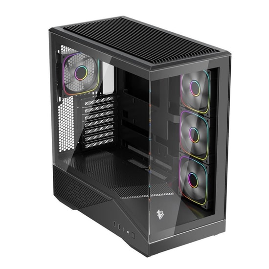1st Player GM7 BTF Siyah ATX Bilgisayar Kasası (GM7-BTF-BLK-4F) - 4x12cm ARGB Fan, Temperli Cam, Type-C, USB 3.0