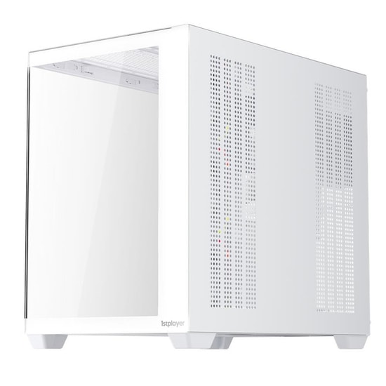 1st Player BV7 Beyaz 750W 80+ Bronze ATX Kasa (BV7-WHT-4F-B750W) - Panoramik Cam, 4x12cm ARGB Fan, USB 3.0