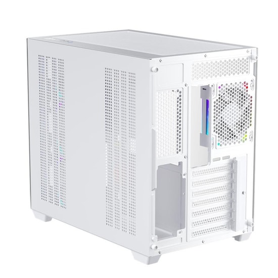 1st Player BV7 Beyaz 750W 80+ Bronze ATX Kasa (BV7-WHT-4F-B750W) - Panoramik Cam, 4x12cm ARGB Fan, USB 3.0