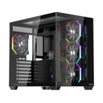 1st Player BV7 Siyah 750W 80+ Bronze ATX Kasa (BV7-BLK-4F-B750W) - Panoramik Cam, 4x12cm ARGB Fan, USB 3.0
