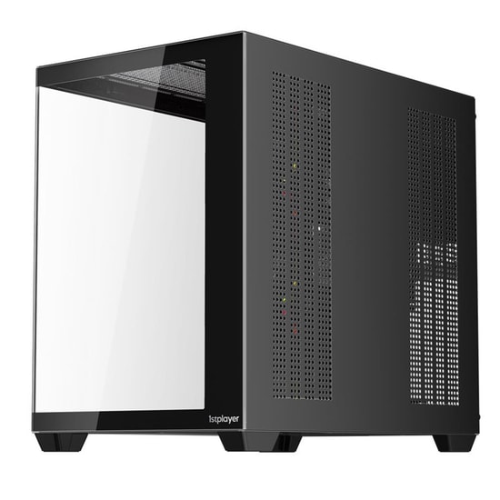 1st Player BV7 Siyah 750W 80+ Bronze ATX Kasa (BV7-BLK-4F-B750W) - Panoramik Cam, 4x12cm ARGB Fan, USB 3.0