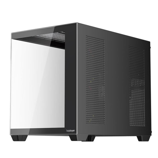 1st Player BV6 Siyah 650W 80+ Bronze ARGB M-ATX Kasa (BV6-BLK-3F-B650W) - Panoramik Cam, 3x12cm Fan, USB 3.0