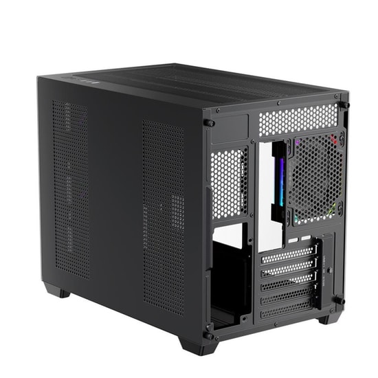 1st Player BV6 Siyah 650W 80+ Bronze ARGB M-ATX Kasa (BV6-BLK-3F-B650W) - Panoramik Cam, 3x12cm Fan, USB 3.0