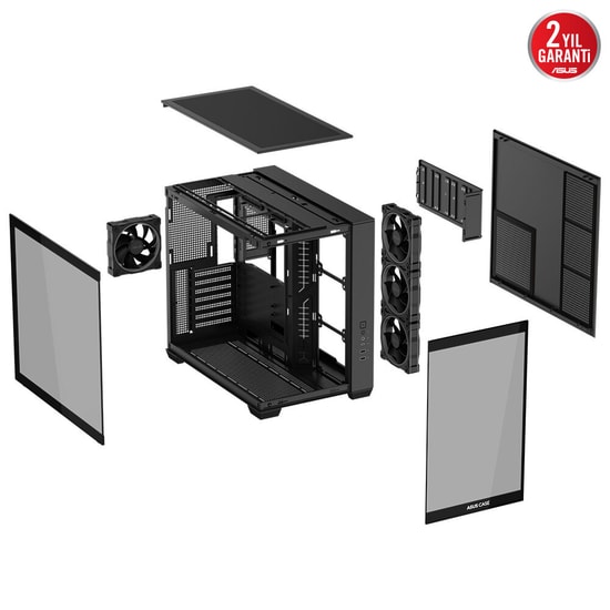 Asus A32 PLUS Siyah ATX Oyuncu Kasası - 360mm Radyatör, 420mm GPU, 4x ARGB Fan, USB 3.2 Type-C, Temperli Cam Panoramik