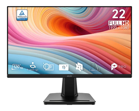 MSI PRO MP225 E12VL 21.5" 120Hz 1ms Adaptive-Sync VA Monitör - 1920x1080 (FHD), 16:9 Flat, Parlama Önleyici Ekran
