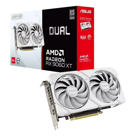 Asus Dual Radeon RX 9060 XT 16GB GDDR6 Beyaz Ekran Kartı - 128 Bit, 3250 MHz, RDNA 4.0, HDMI 2.1b, 2xDP 2.1a, DX12, VSR