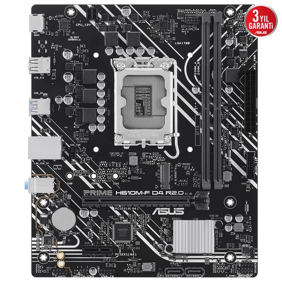 Asus Prime H610M-F D4 R2.0 LGA1700 DDR4 Anakart - Intel H610, 3200MHz, HDMI, M.2, PCIe 4.0, mATX, Armoury Crate