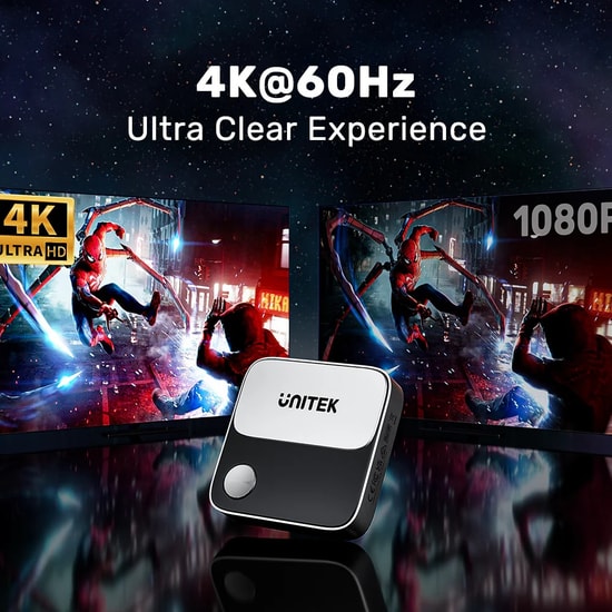 Unitek V1162B01 4K 60Hz Kablosuz Görüntü Aktarıcı - iOS, MacOS, Android ve Windows Destekli Sunum Cihazı
