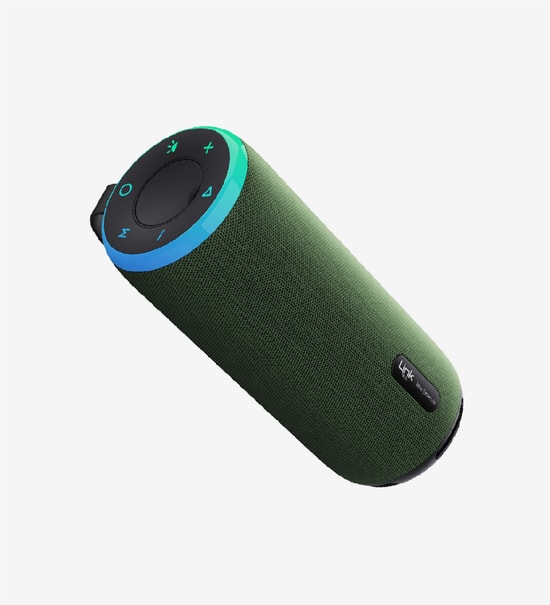 LinkTech LPS-R124 Premium IPX4 Yeşil Işıklı Bluetooth Hoparlör - 7.5W Stereo Ses, FM Radyo, RGB, Suya Dayanıklı, 1500mAh