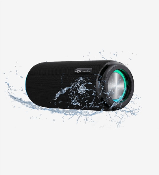 LinkTech LPS-R124 Premium IPX4 Siyah Işıklı Bluetooth Hoparlör - 7.5W Stereo Ses, FM Radyo, RGB, Suya Dayanıklı, 1500mAh