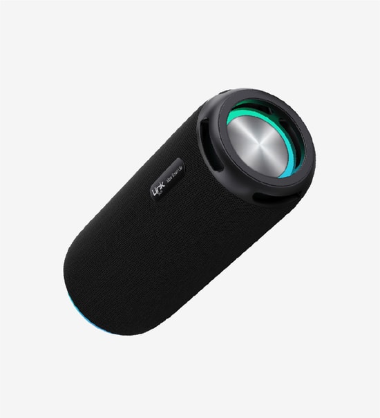LinkTech LPS-R124 Premium IPX4 Siyah Işıklı Bluetooth Hoparlör - 7.5W Stereo Ses, FM Radyo, RGB, Suya Dayanıklı, 1500mAh