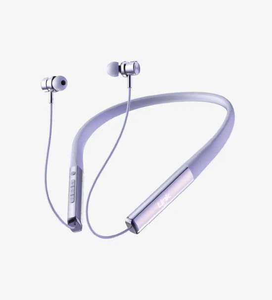 Linktech LHF-H986 Boyun Askılı Silikonlu Mor Bluetooth Kulaklık - 40 Saat Kesintisiz Müzik, Bluetooth 5.3, 10m Menzil