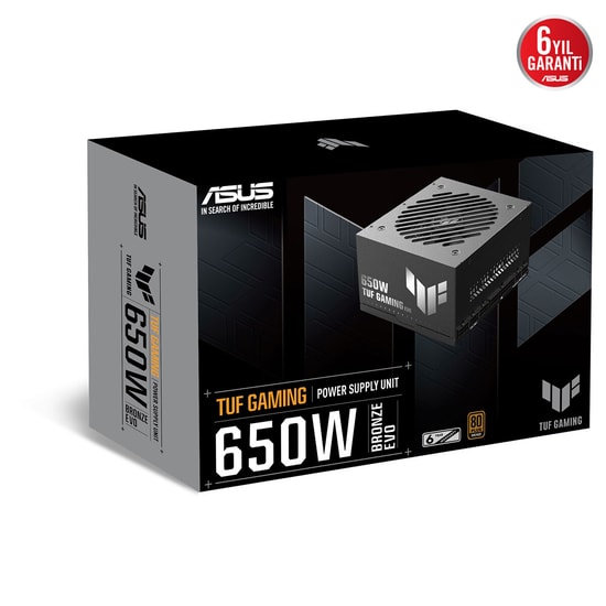 Asus TUF Gaming 650B 650W 80 Plus Bronze EVO Güç Kaynağı - ATX 3.1, Full Modüler, Çift Bilyalı Fan, 6 Yıl Garanti