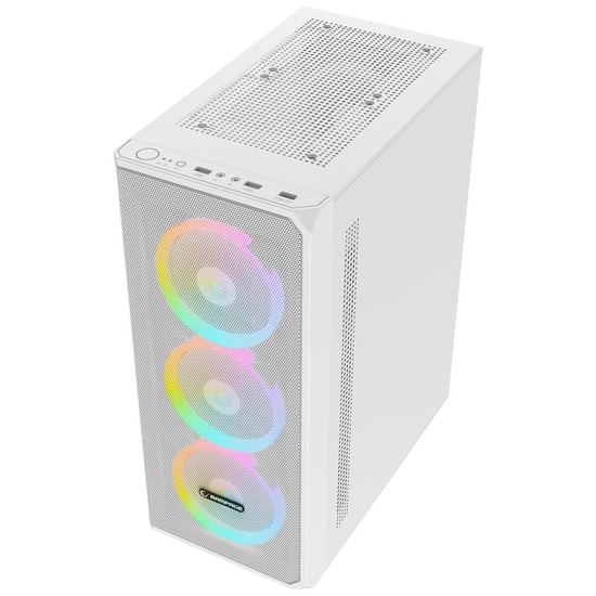 Rampage Helios Mesh 650W Beyaz 80+ Rainbow ATX Mid-Tower Gaming Kasa - 4x12cm Fan, 240mm Sıvı Soğutma Desteği