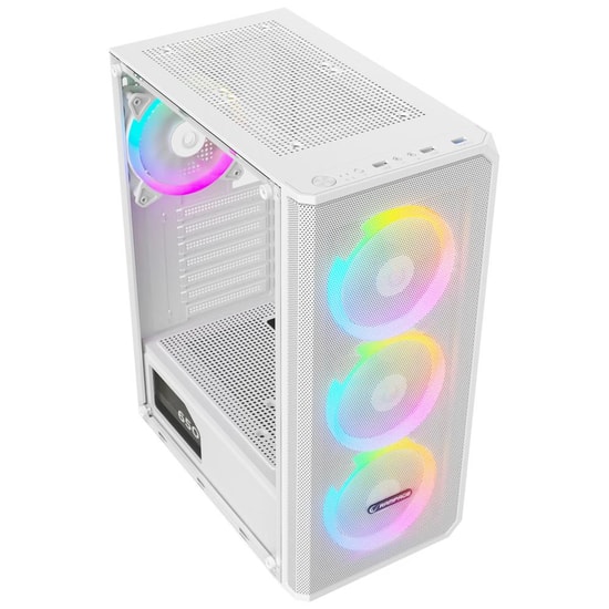Rampage Helios Mesh 650W Beyaz 80+ Rainbow ATX Mid-Tower Gaming Kasa - 4x12cm Fan, 240mm Sıvı Soğutma Desteği