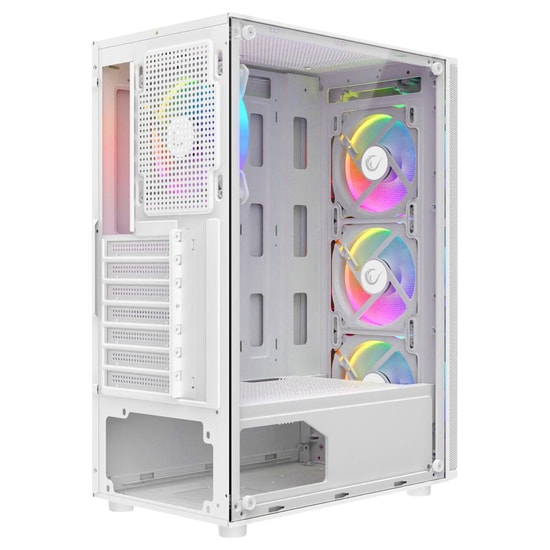 Rampage Helios Mesh 650W Beyaz 80+ Rainbow ATX Mid-Tower Gaming Kasa - 4x12cm Fan, 240mm Sıvı Soğutma Desteği