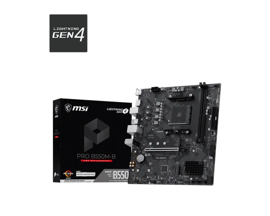 MSI PRO B550M-B Anakart - AMD AM4, DDR4 4600MHz (OC), M.2 NVMe, HDMI, DP, USB 5Gbps, mATX, PCIe 4.0 Destekli