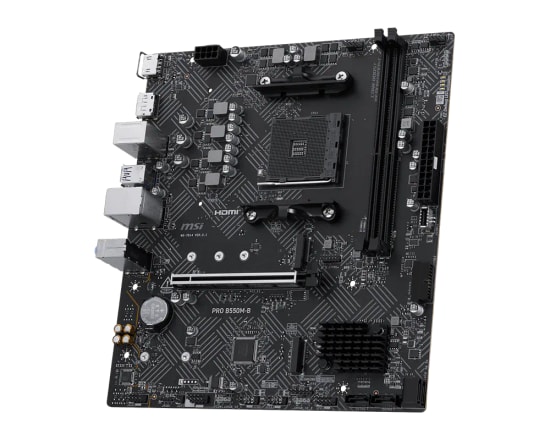 MSI PRO B550M-B Anakart - AMD AM4, DDR4 4600MHz (OC), M.2 NVMe, HDMI, DP, USB 5Gbps, mATX, PCIe 4.0 Destekli