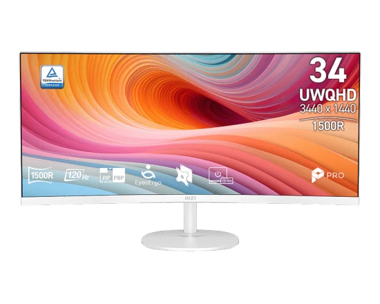 MSI PRO MP341CQ E12 34" UWQHD 120Hz 1ms Curved VA Monitör - 21:9, 1500R, HDMI, DisplayPort, Adaptive-Sync