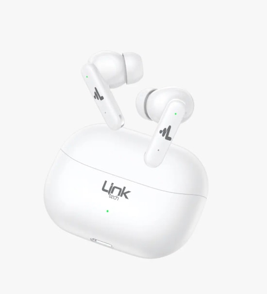 Linktech S160 ANC + ENC Bluetooth V6.0 Beyaz Kablosuz TWS Kulaklık - 4x ENC mikrofon, 10mm Dinamik Sürücü, Type C Şarj