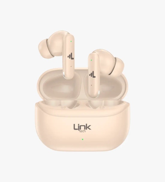 Linktech S160 ANC + ENC Bluetooth V6.0 Krem Kablosuz TWS Kulaklık - 4x ENC mikrofon, 10mm Dinamik Sürücü, Type C Şarj