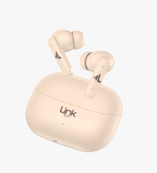 Linktech S160 ANC + ENC Bluetooth V6.0 Krem Kablosuz TWS Kulaklık - 4x ENC mikrofon, 10mm Dinamik Sürücü, Type C Şarj