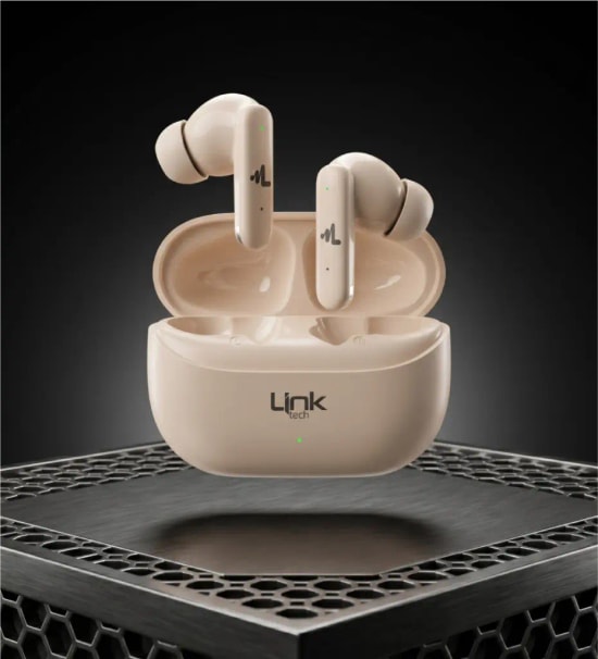 Linktech S160 ANC + ENC Bluetooth V6.0 Krem Kablosuz TWS Kulaklık - 4x ENC mikrofon, 10mm Dinamik Sürücü, Type C Şarj