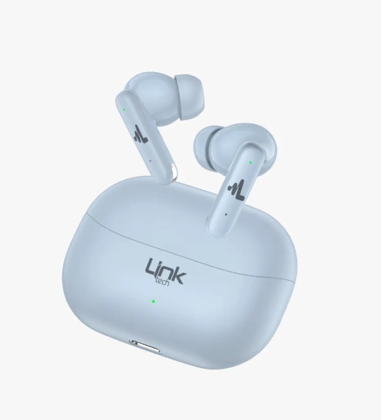 Linktech S160 ANC + ENC Bluetooth V6.0 Mavi Kablosuz TWS Kulaklık - 4x ENC mikrofon, 10mm Dinamik Sürücü, Type C Şarj