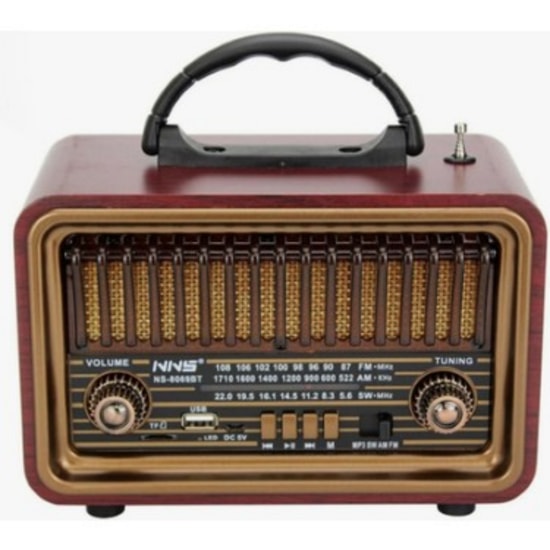 Nettech NNS NS-8069BT Kahverengi Nostalji Radyo ve Bluetooth Hoparlör (NT-118009) - FM, Stereo Ses, Ahşap Kasa, BT