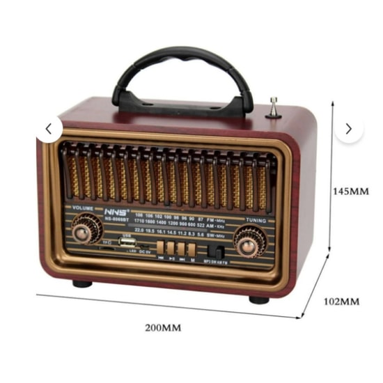 Nettech NNS NS-8069BT Kahverengi Nostalji Radyo ve Bluetooth Hoparlör (NT-118009) - FM, Stereo Ses, Ahşap Kasa, BT