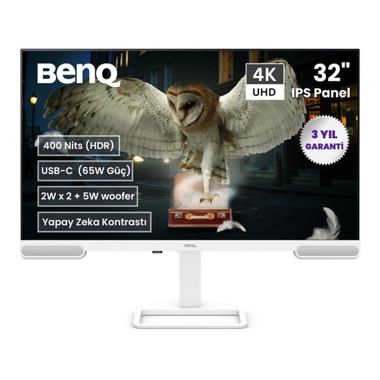 BenQ EW3290U 31.5" 4K IPS Monitör - 3840x2160, 60Hz, 5ms, USB-C, 65W PD, HDMI, HDR400, Pivot, 2.1 Hoparlör, Kumandalı