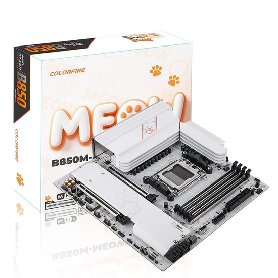 Colorful COLORFIRE B850M-MEOW WIFI7 V14 DDR5 AM5 mATX Anakart - 8000MT/s(OC), WiFi 7, 2xM.2, PCIe 5.0, AM5 Soket